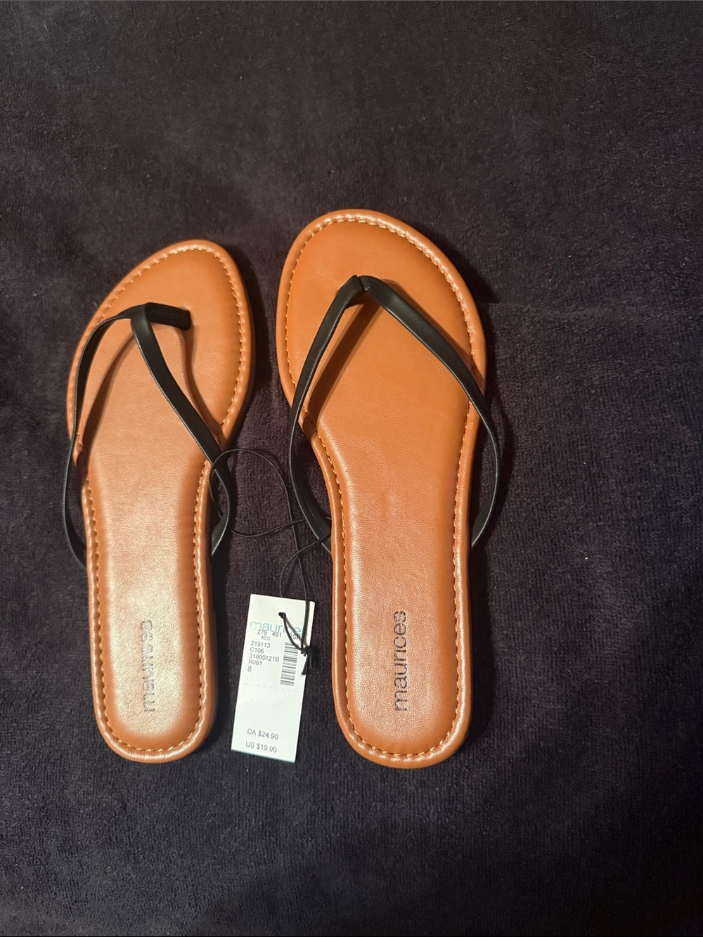 Maurices Black-Strap Tan Footbed Women's Sandals